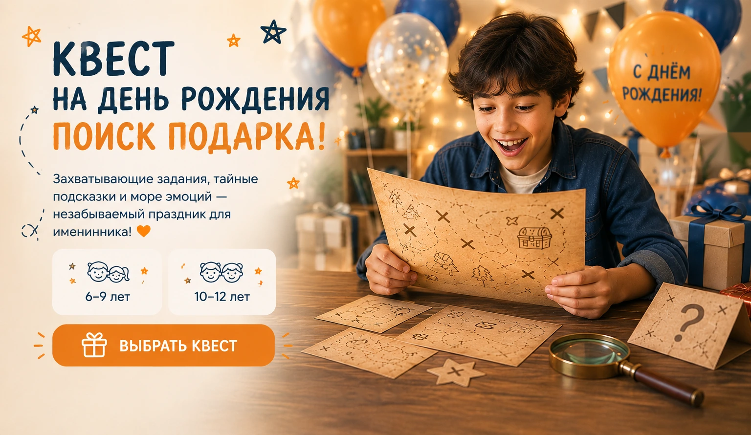 Квест на День рождения — поиск подарка!